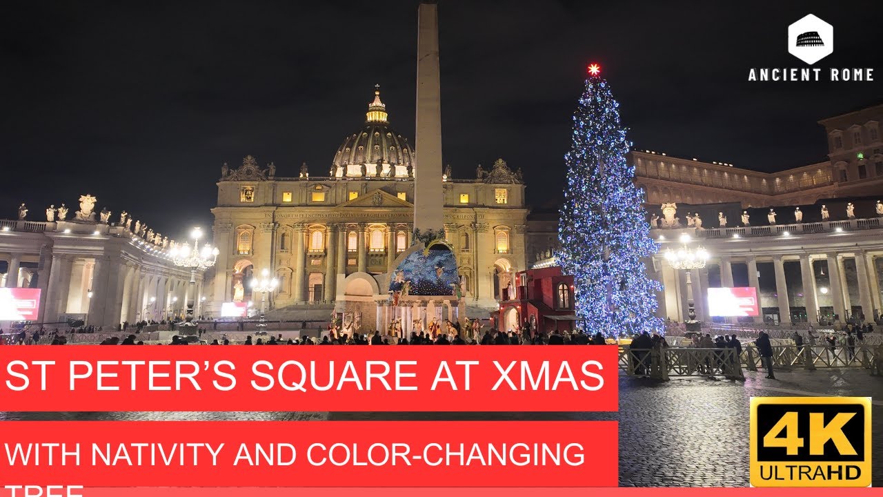 St. Peter’s Square at Christmas 🎄✨ | Color-Changing Tree, Life-Size Nativity & Winter Night Magic