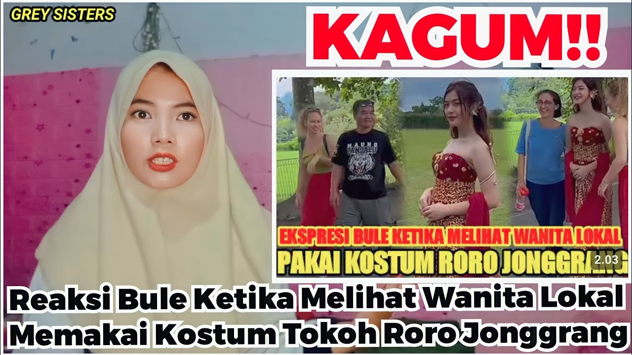 DIAJAK FOTO❗EKSPRESI BULE KETIKA MELIHAT WANITA LOKAL PAKAI KOSTUM RORO JONGGRANG!!