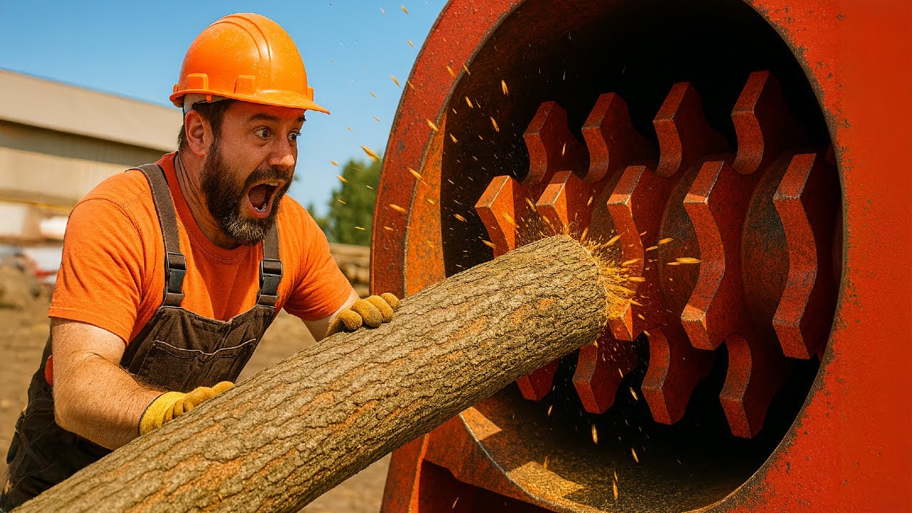 Massive Log Meets Industrial Monster | Dangerous Wood Machine Test