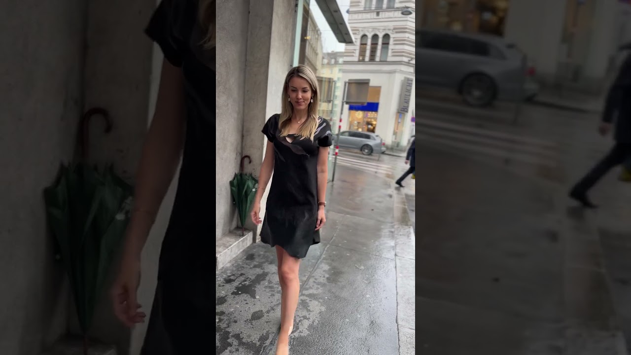 Designer Knielanges Cocktail-Kleid, Stoff: Neopren, Leder echt, ALRI Design, Gr&ouml;sse S-M