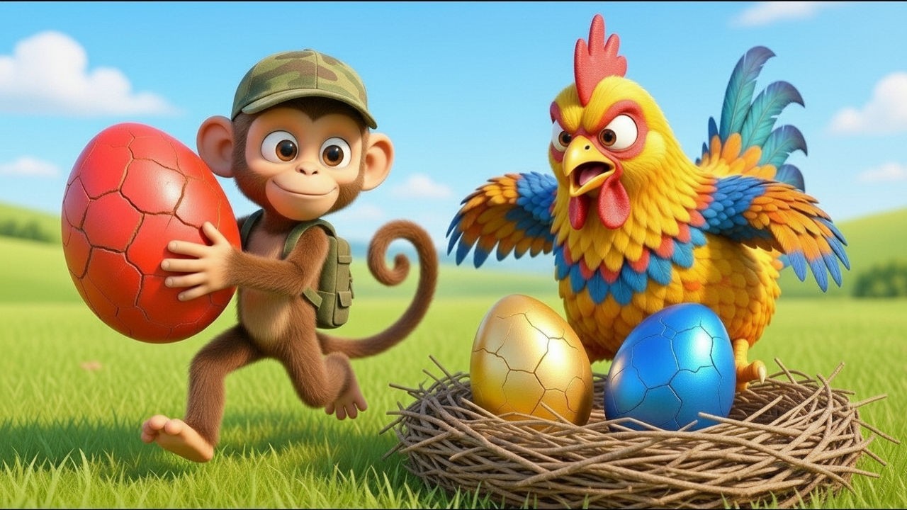 Who Stole the Colorful Eggs? Monkey vs. Brave Bunny at Old MacDonald’s Bunny Farm