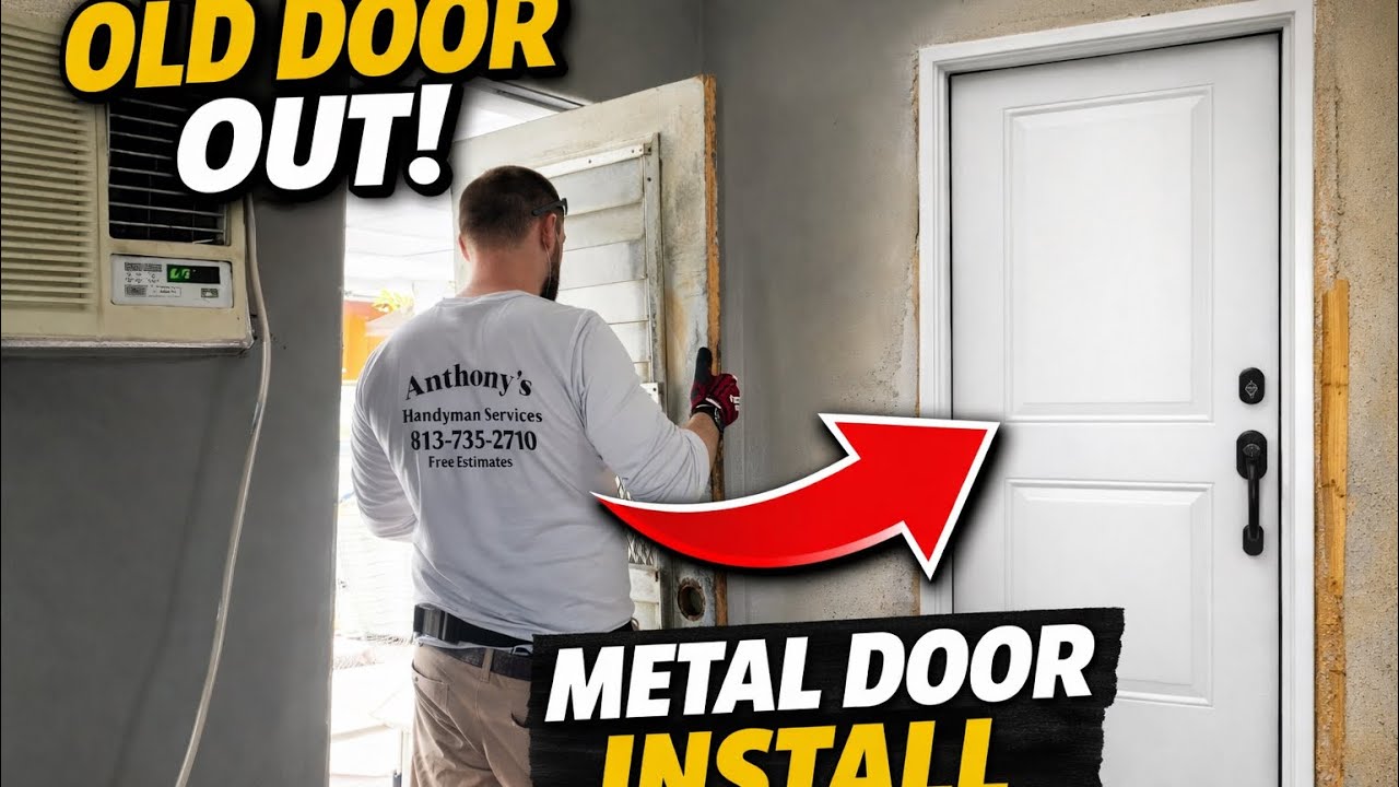 Exterior Door Replacement DIY | Frame Fabrication, Drywall Fix & Light Timers