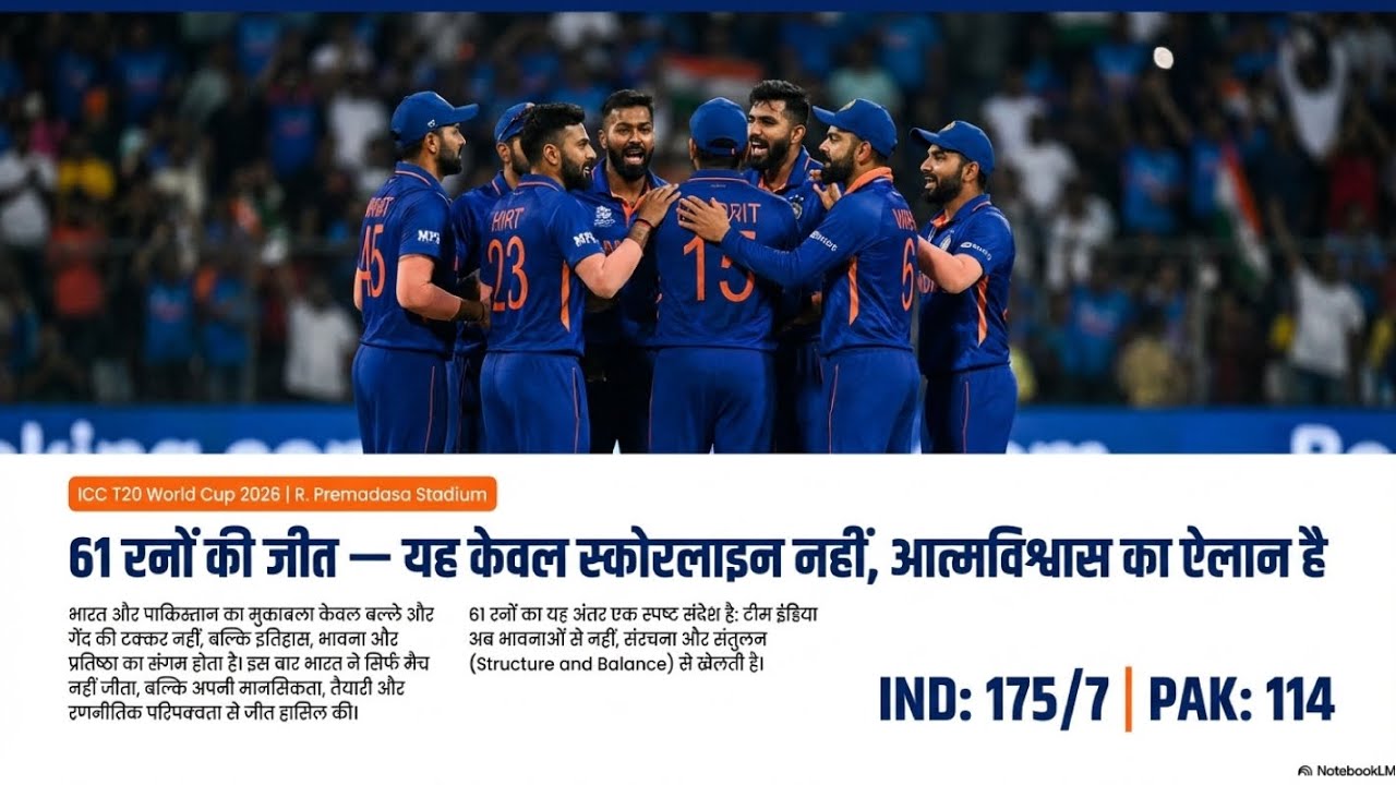 🇮🇳 61 रनों की जीत — यह केवल स्कोरलाइन नहीं, आत्मविश्वास का ऐलान है #cricket #facts 