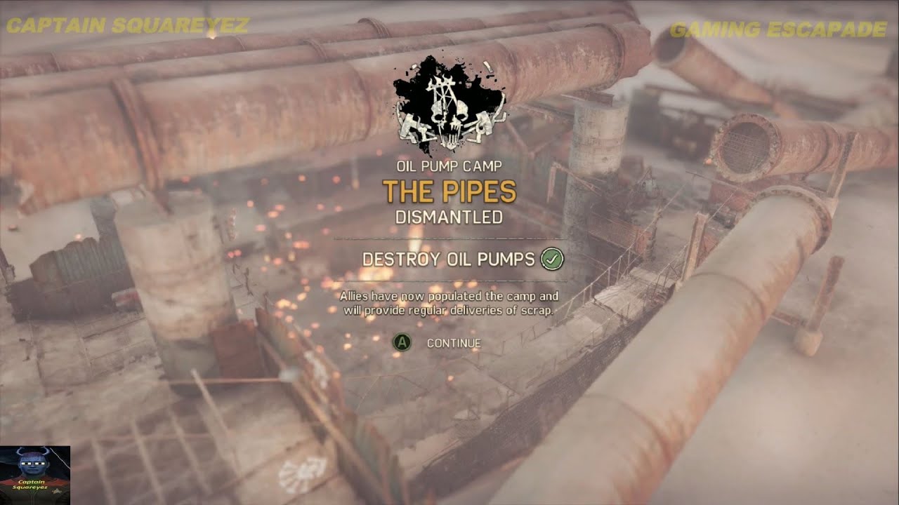 Mad Max - The Pipes Oil Pump Camp - Walk through Guide