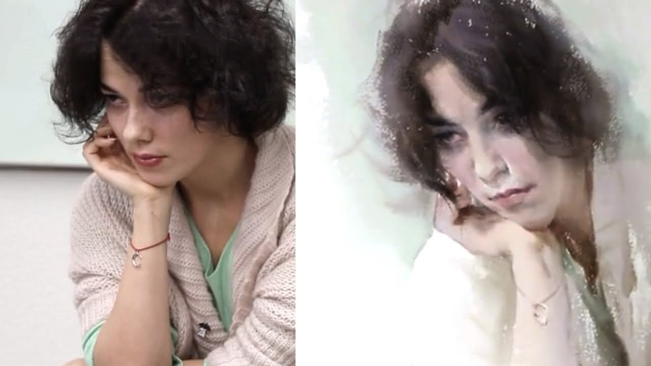 Watercolor portrait painting