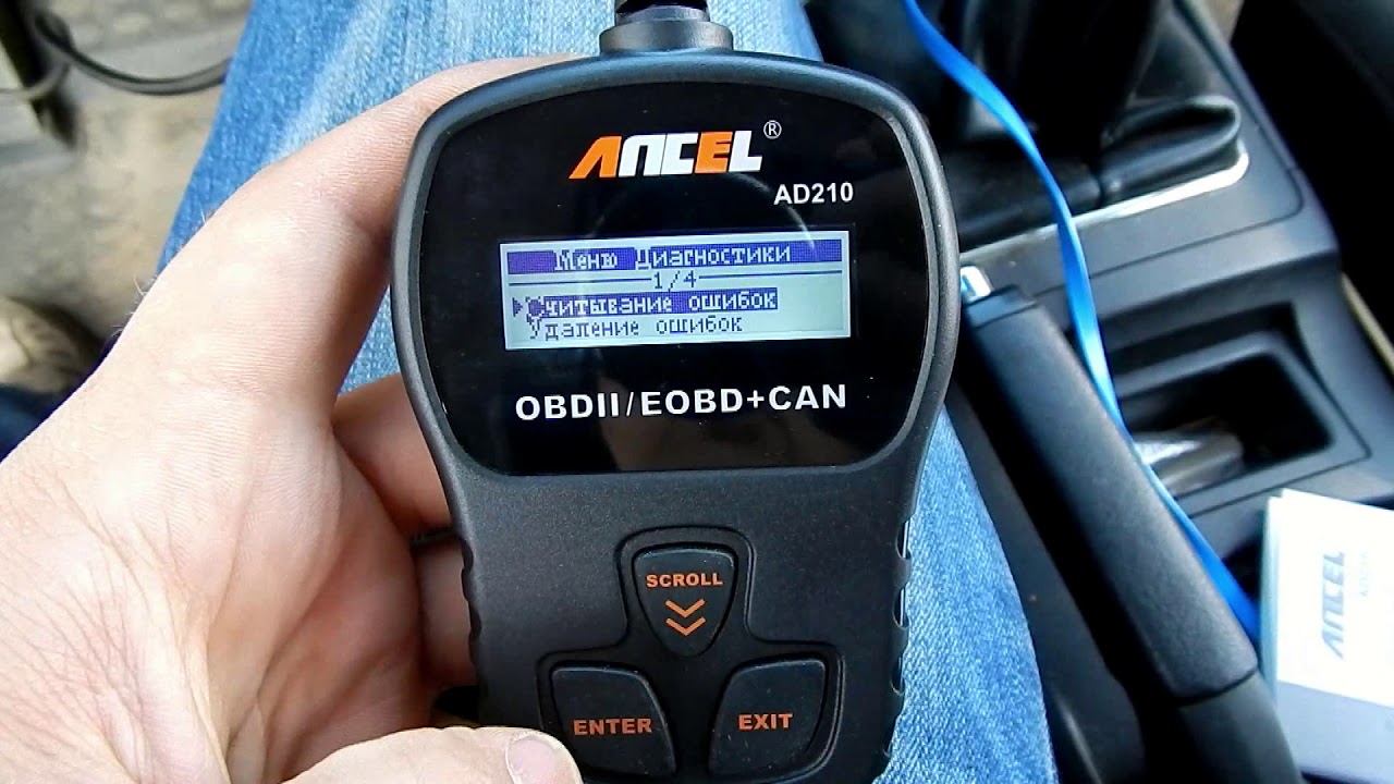 Компактный  мультимарочный автосканер Ancel AD210 OBDII/EOBD+CAN