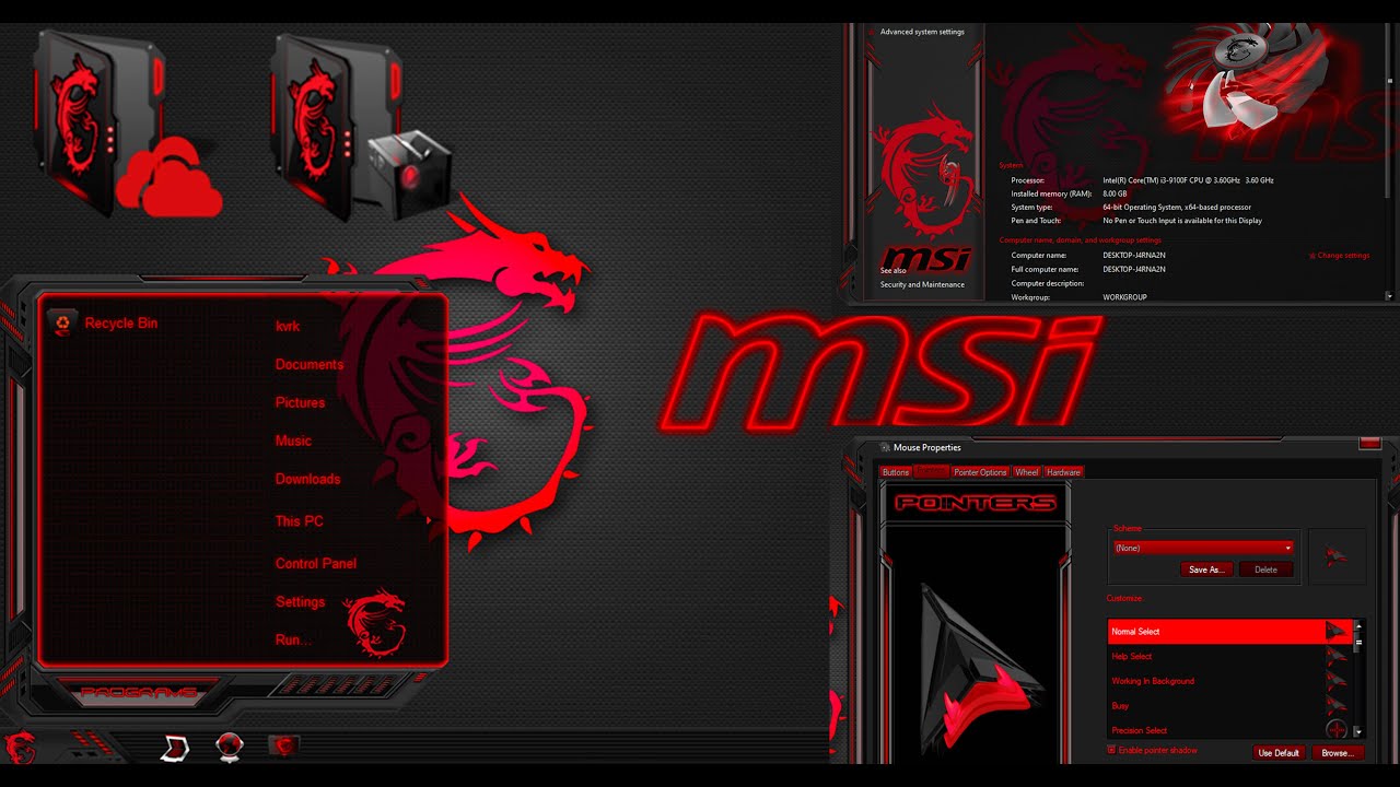 Windows 10 theme MSI Dragon Red Ultimate Theme  for Windows 10 19h1-21h2 8K