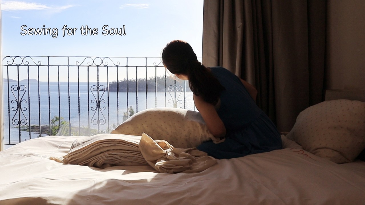 하늘지붕🏡힐링 바느질ㅣ여행에도 가져간 베개커버 만들기🌊신안 엘도라도 리조트 Sewing for Healing