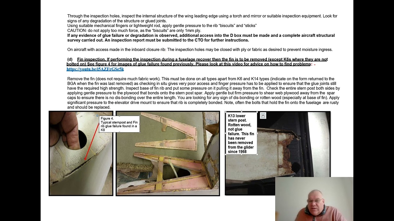 Glue failure inspection in sailplanes