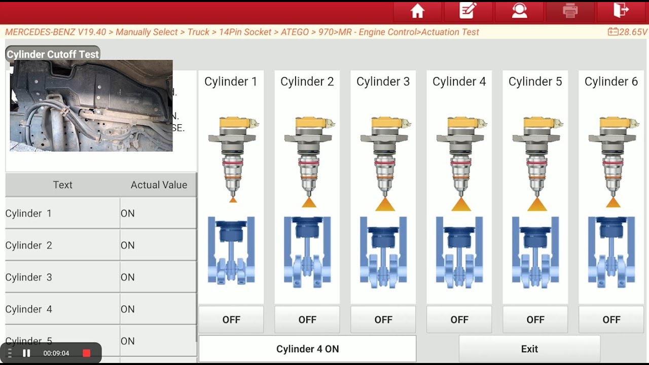 Mercedes truck Misfire - Launch X431 Scan Tool Fault and Cylinder Cut-Out Diagnostic