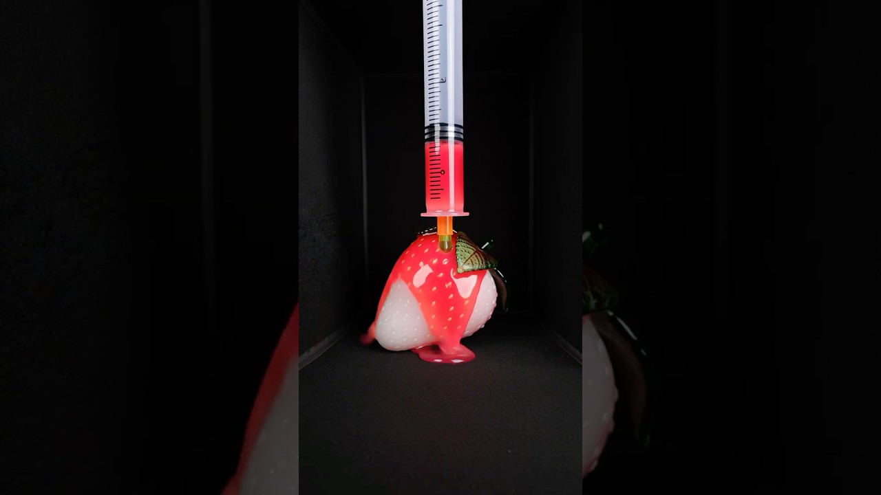Juicy, ripe, sweet strawberry burst and shatter into pieces, ASMR #asmrsounds #oddlysatisfying