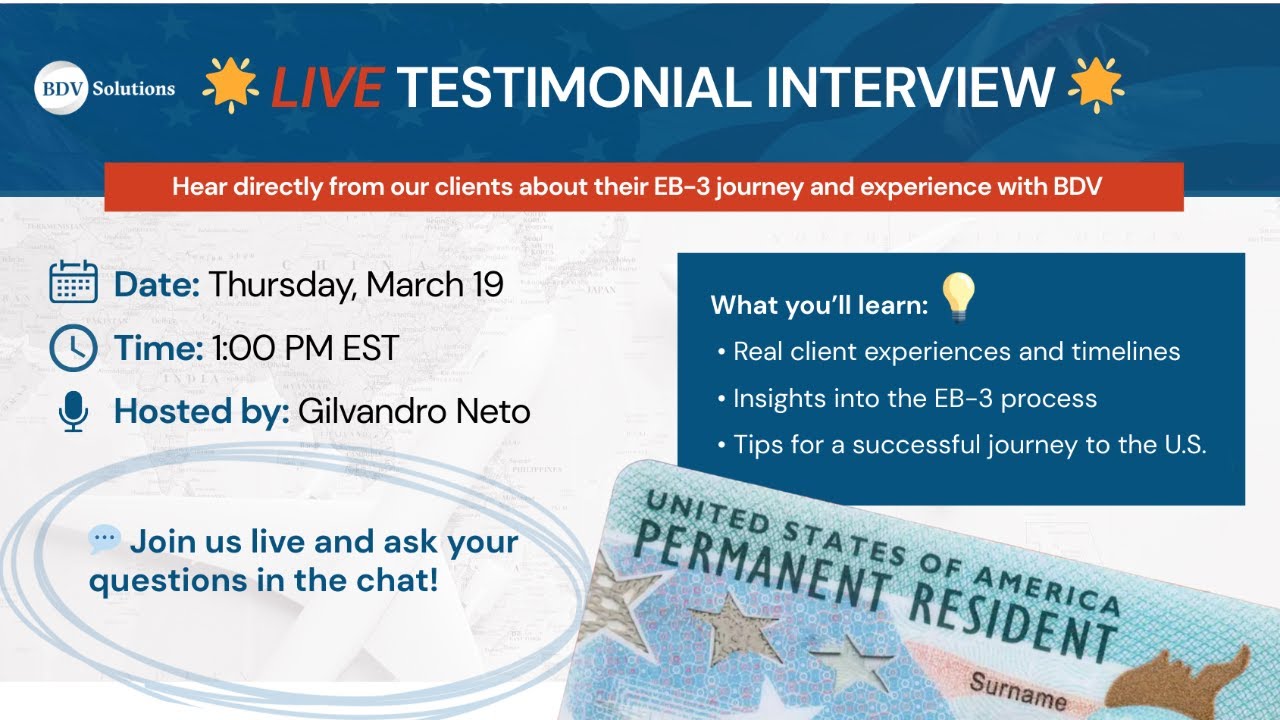 Live Testimonial: EB-3 Success Story from Brazil!