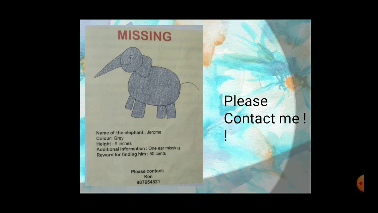 2nd / English ( poem - 6)  My Elephant is Missing