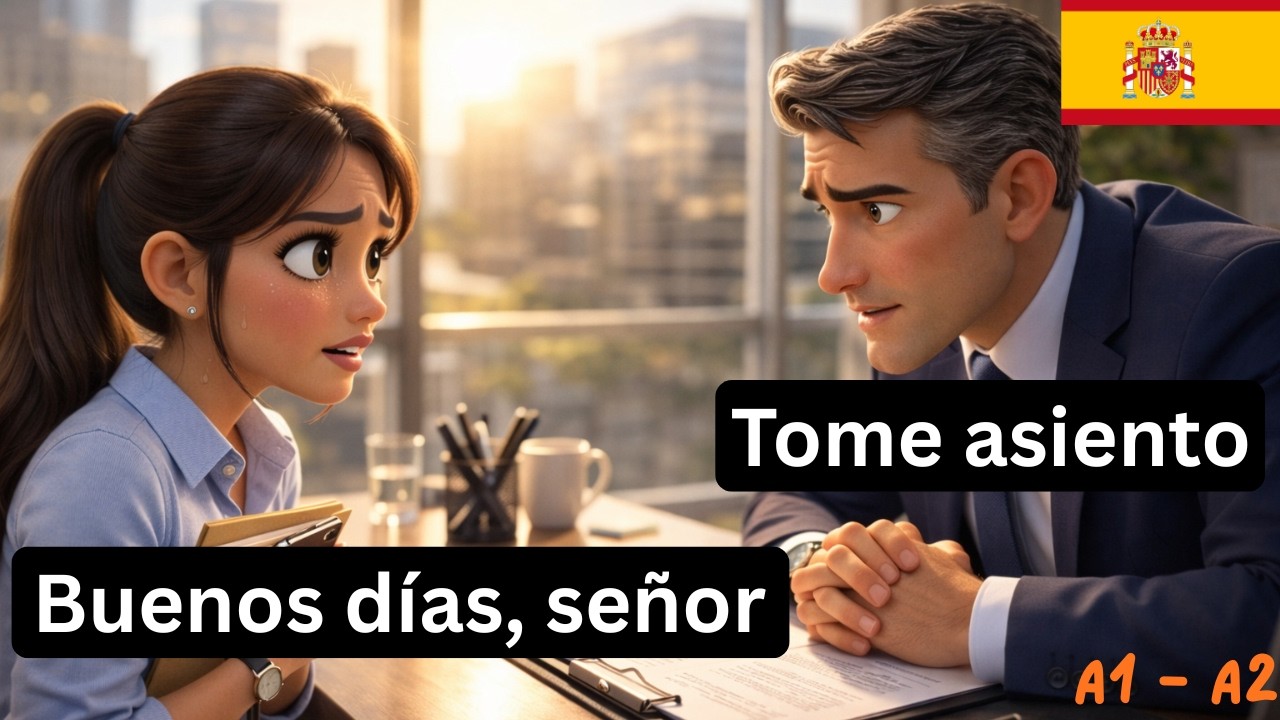 She forgot her documents at an interview 😱 | Spanish Conversation for Beginners (A1–A2)