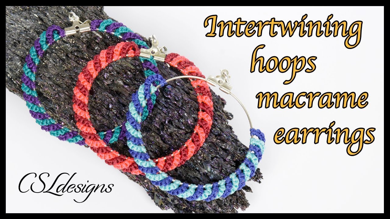 Intertwining hoops macrame earrings ⎮ Fun macrame earring design