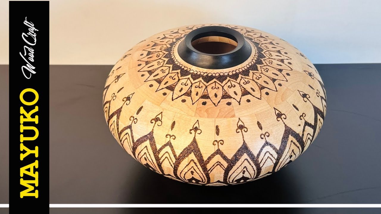 WOODTURNING AND WOODBURNING MANDALA PATTERN, woodturning