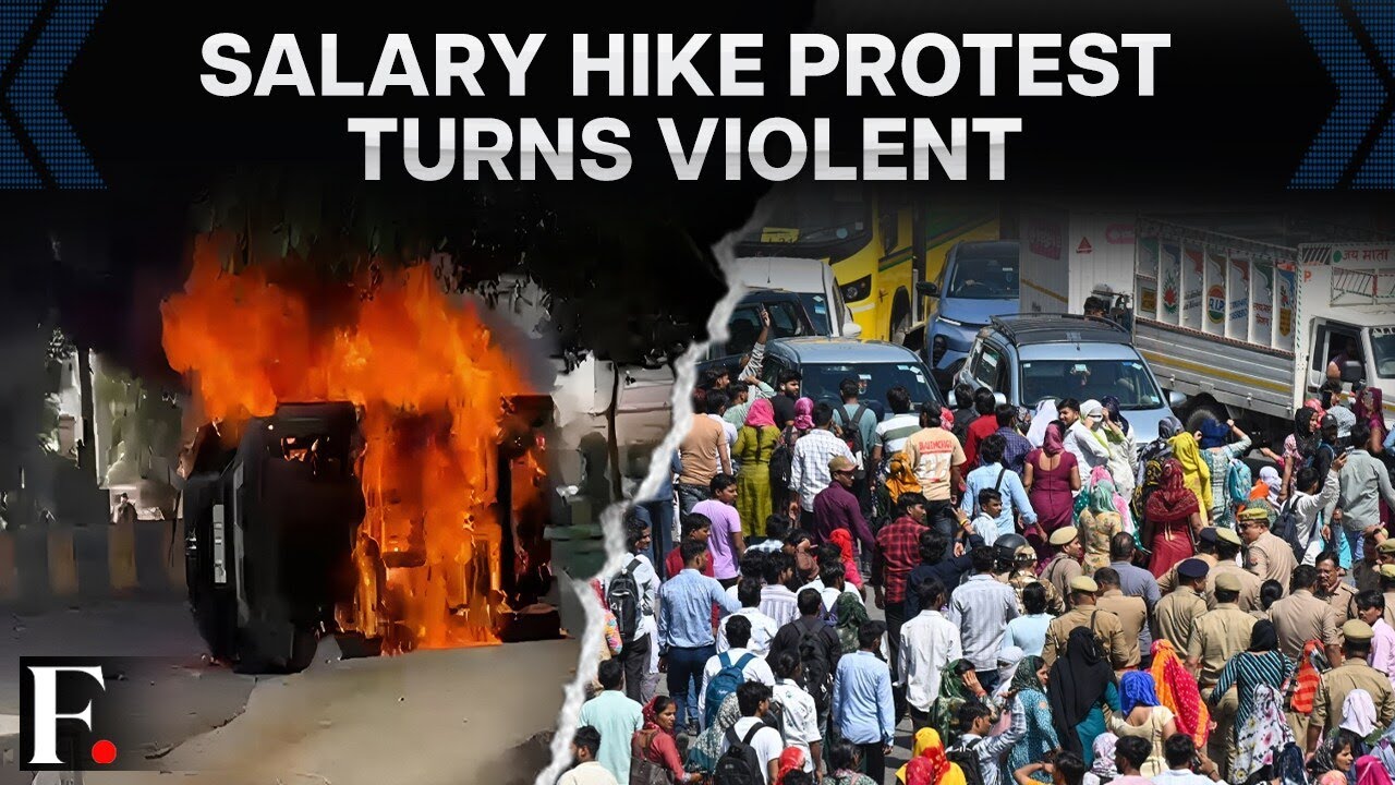 Noida: Workers&rsquo; Protest Over Salary Turns Violent, Vehicle Set on Fire | FP Video