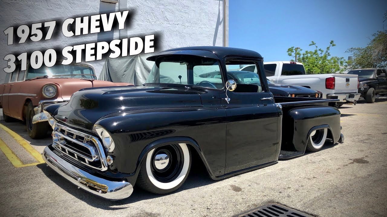🔘 Bagged 1957 Chevy 3100 Stepside Equipped With 6.2 LS Engine and Accuair eLevel | Classic Trucks