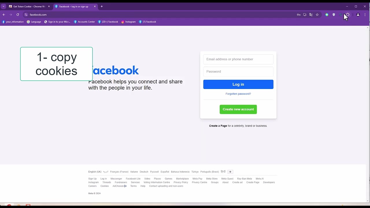 How to open Facebook account with cookies