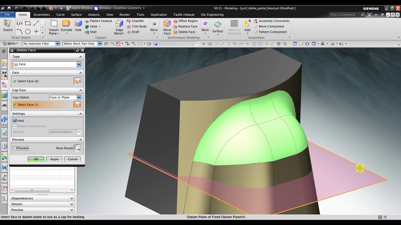 NX CAD : Introduction of Synchronous Tool - Delete Face