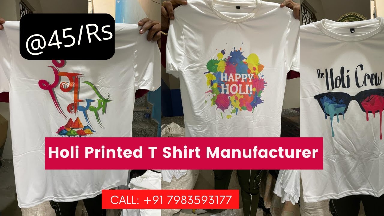 Holi tshirt manufacturer - holi t-shirt - Tshirt - #HappyHoli T Shirt Manufacturer from Delhi ncr