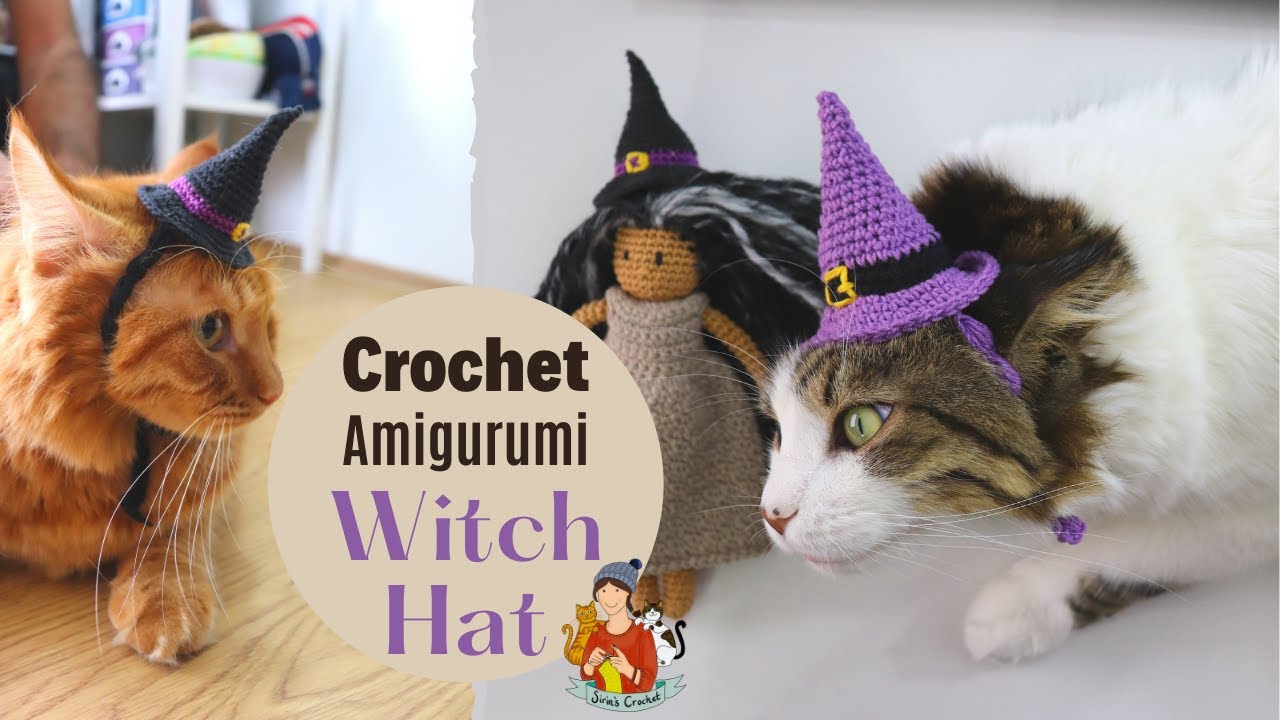 Crochet Witch Amigurumi Hat For Your Pets / Halloween Cats & Dogs