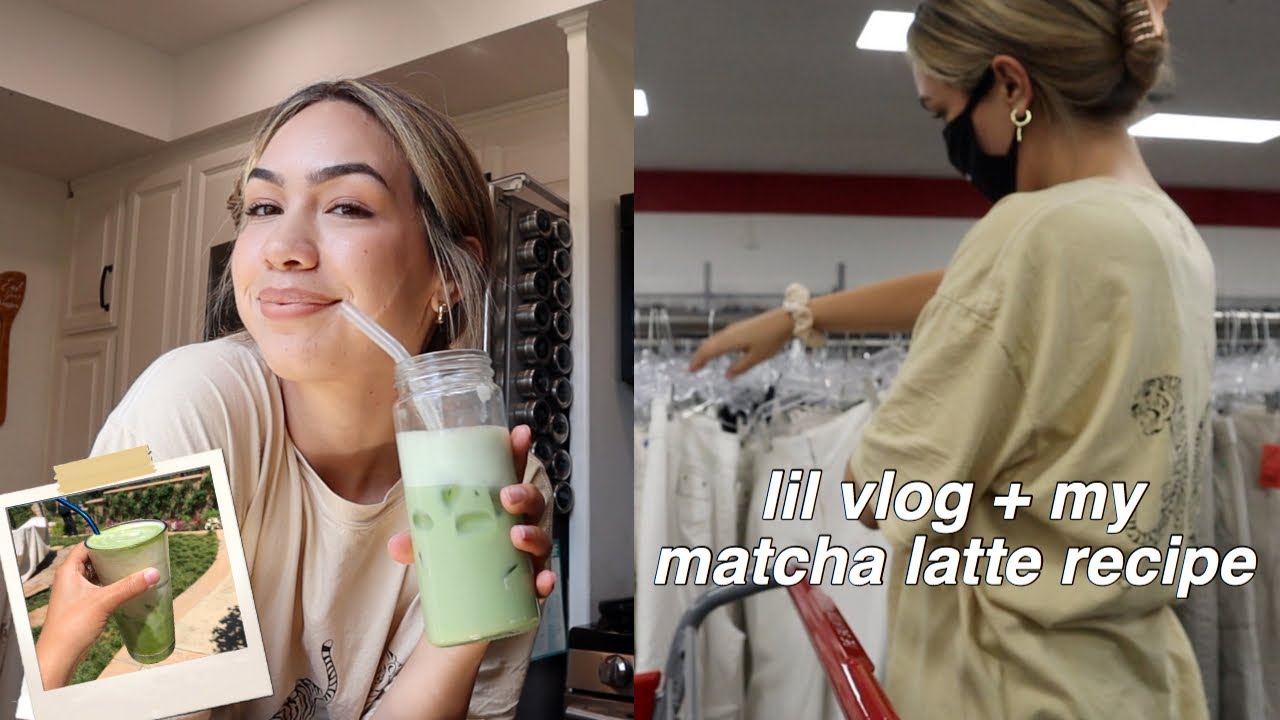 vlog: my perfect matcha latte recipe + thrift haul
