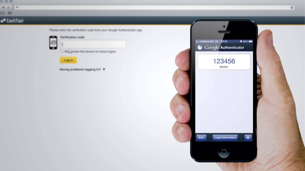 Betfair 2-Step Authentication: Desktop Login