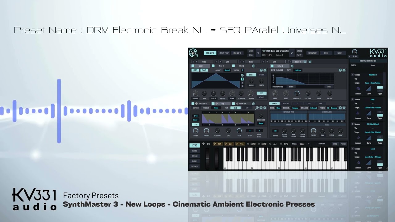 New Loops's SynthMaster 3 Cinematic Ambient Electronic factory presets audio demo