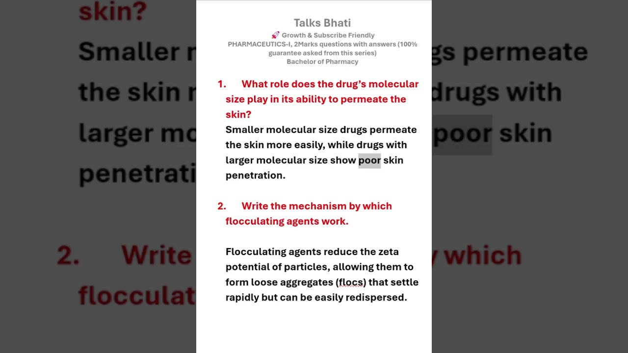 PHARMACEUTICS-I | 2 Marks Questions with Answers | B.Pharmacy | 100% Exam Oriented | Talks Bhati