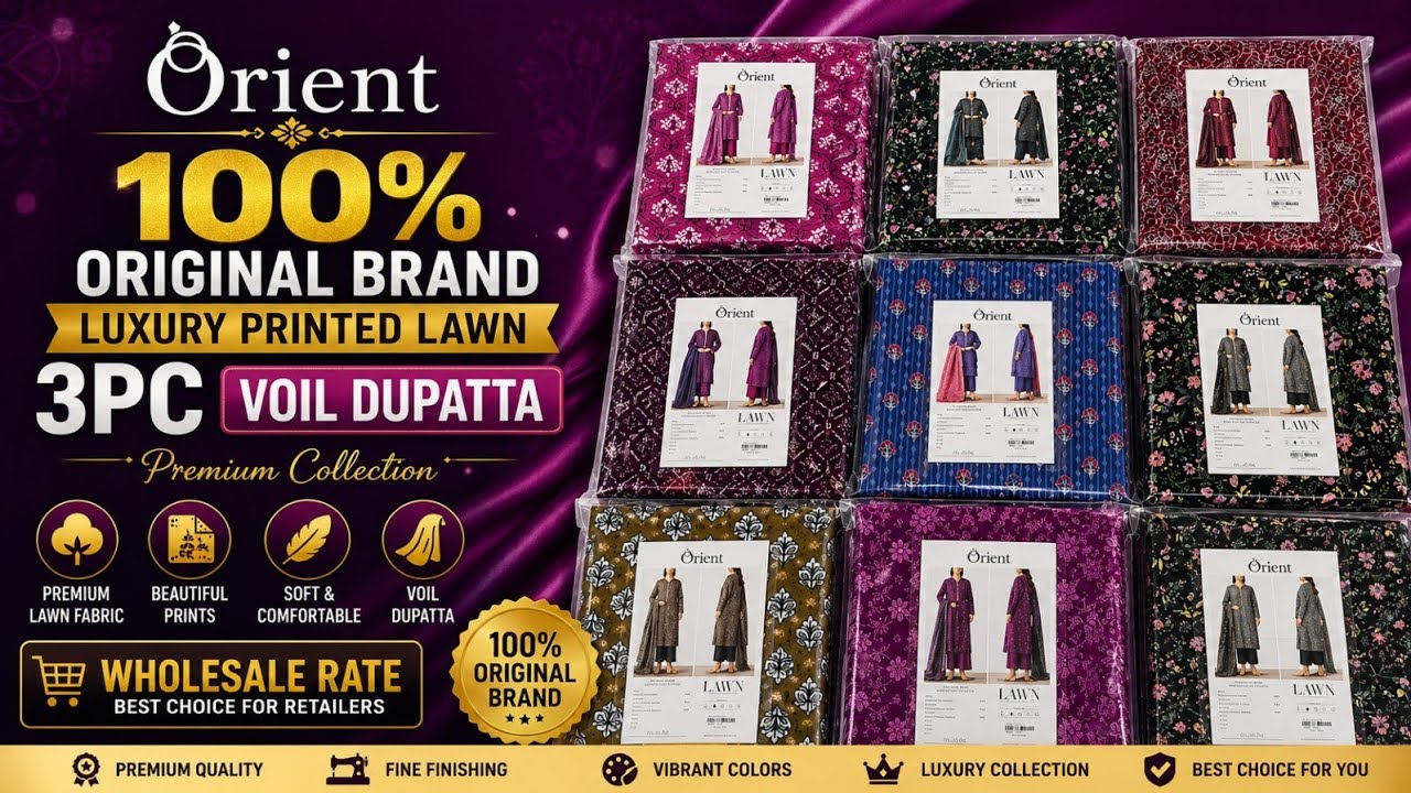 ORIENT 100% ORIGINAL BRAND LUXURY PRINTED LAWN 3PC | WHOLESALE RATE #ORIENT 