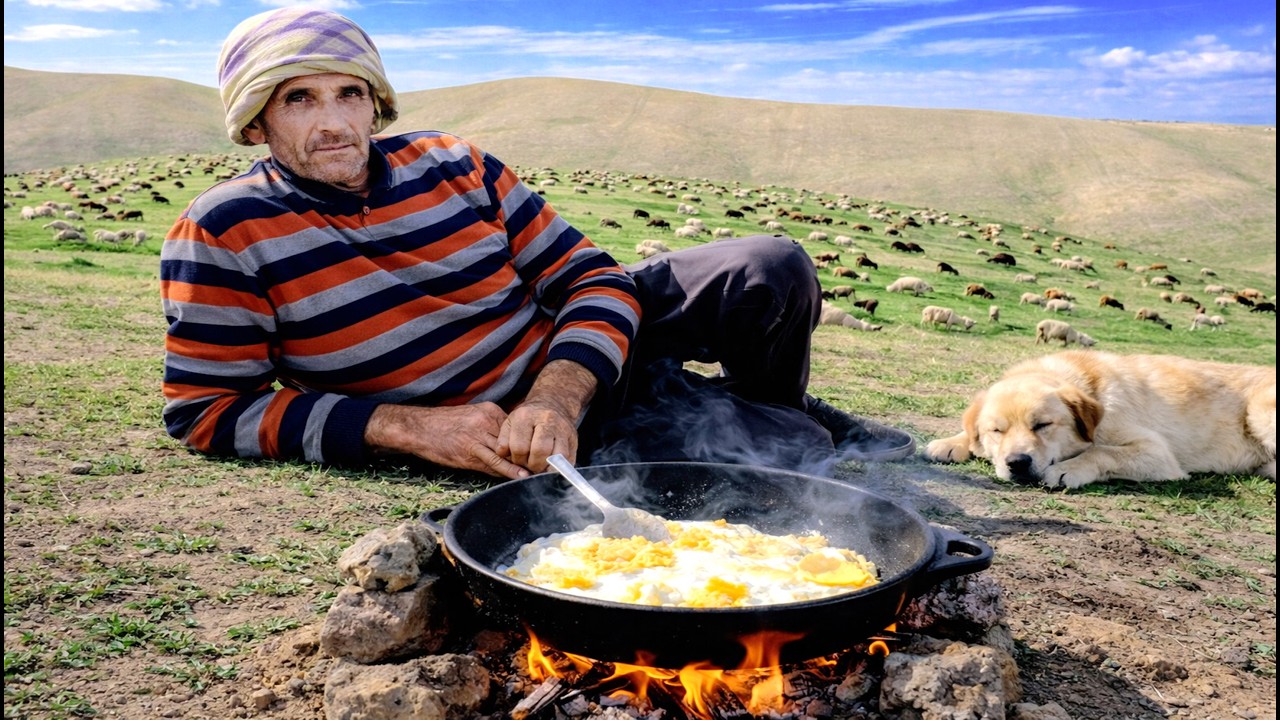 Fried Eggs on Open Fire | Morning with a Nomadic Shepherd