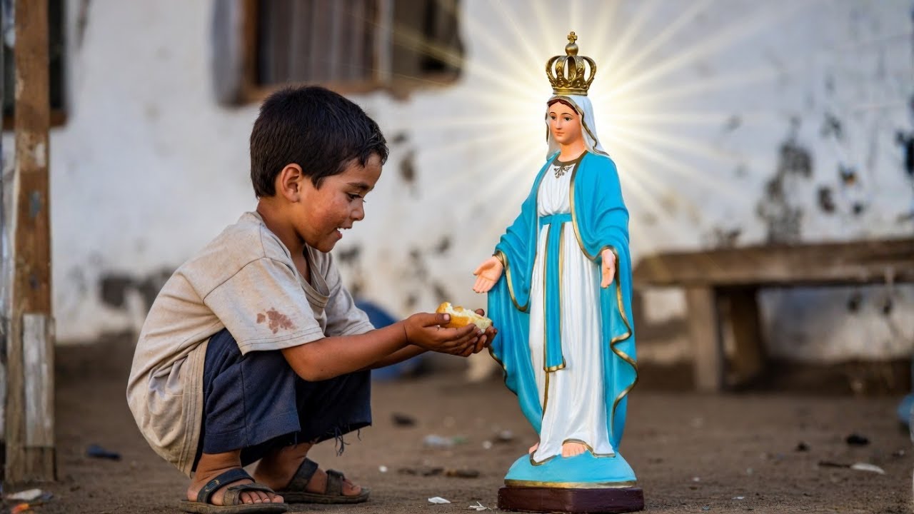 Un enfant mendiant offre du pain à la VIERGE MARIE… puis la statue A PLEURÉ et ce qui s’est passé…