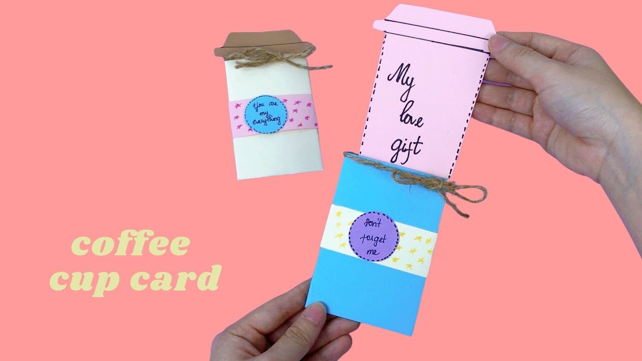 How to make mini cup coffee card | Origami paper Coffee Cup | DIY gift card