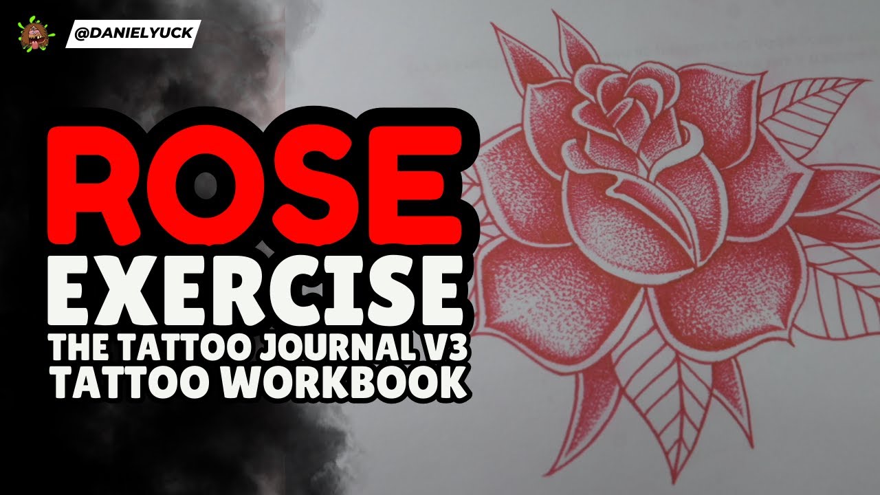 Traditional Rose Tattoo Practice | Structural Linework & Shading Workbook Exercise