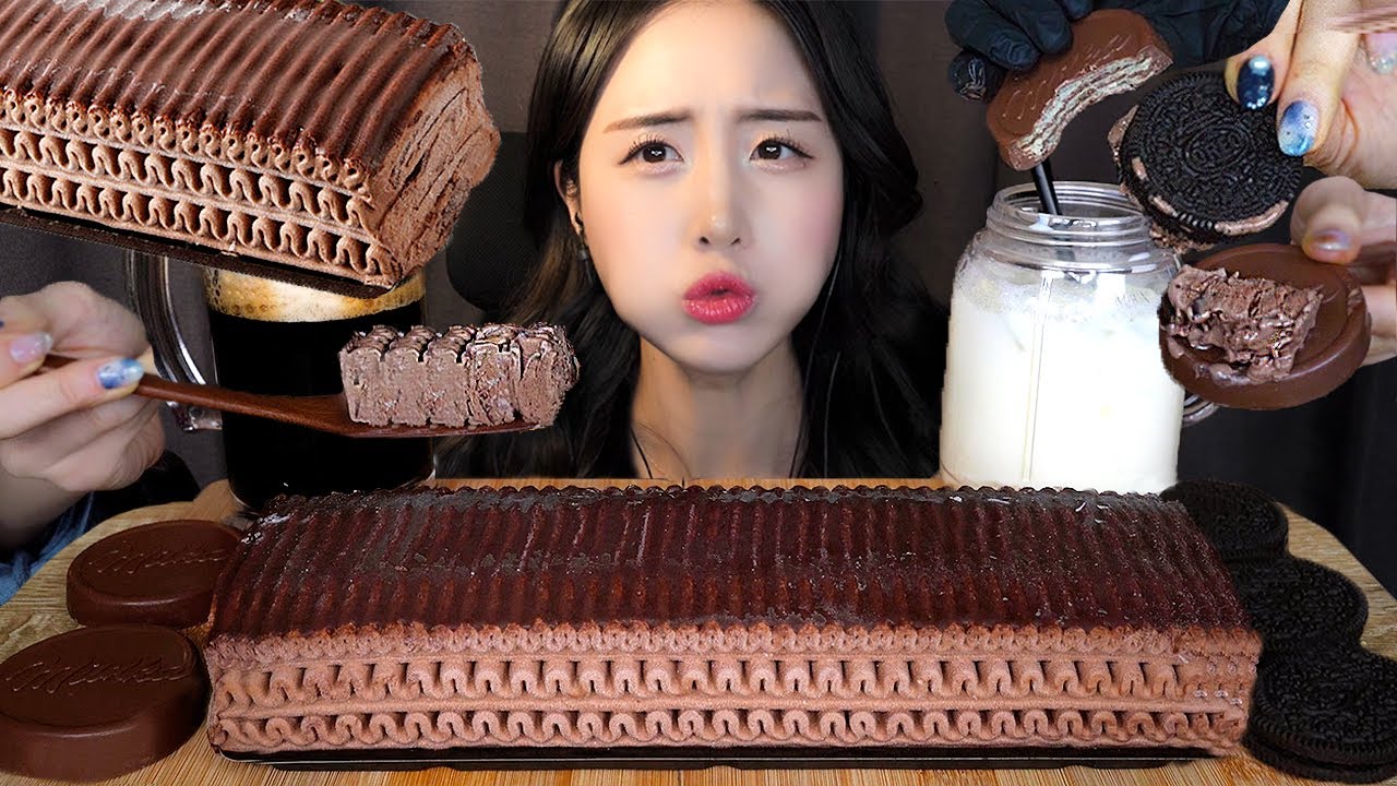 🍫 Шоколадный Кекс с мороженым ASMR Мукбанг ДесертㅣDessert Chocolate Ice Cream Cake Mukbang