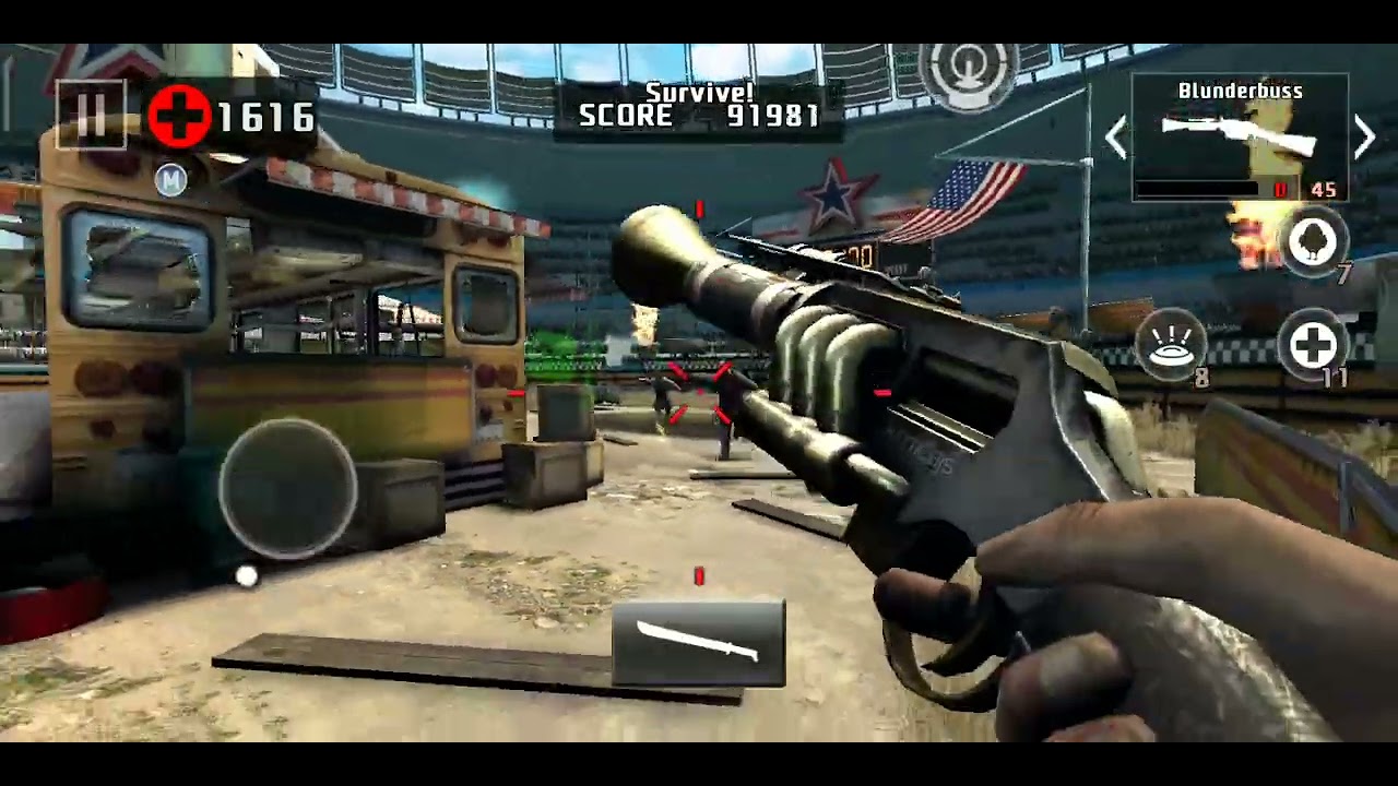 Dead Trigger 2 | Tournament | Stadium | Blunderbuss, Quad Damage, Blood Dragon | Score: 148,000