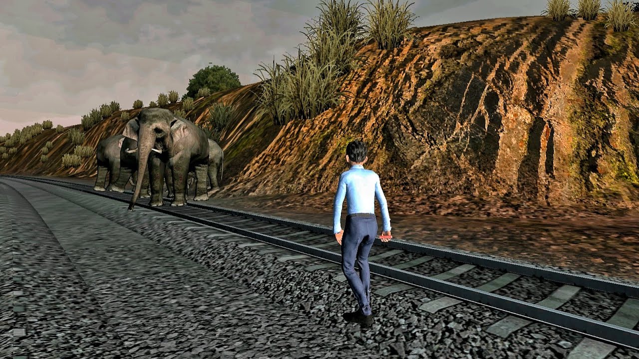 Train Driver escapes Crazy animals from Level Crossing in Indian Train Simulator