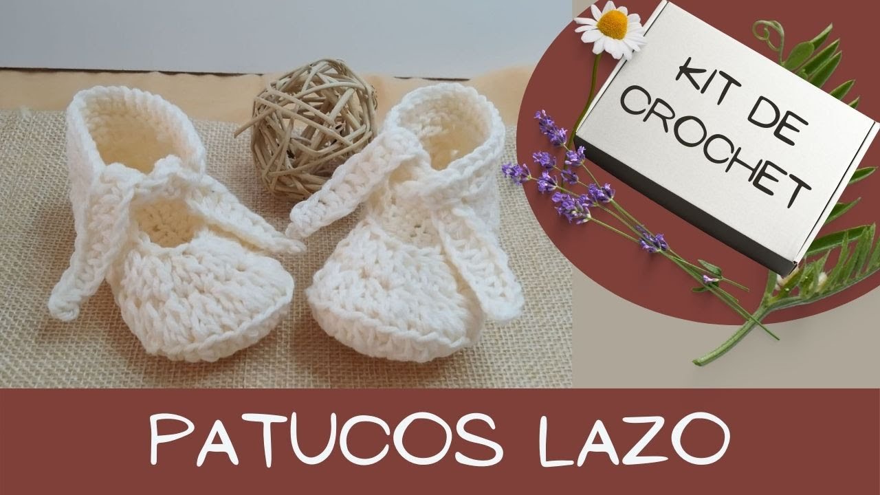 KIT DE CROCHET 🧶 Patucos Lazo para Bebé ✔