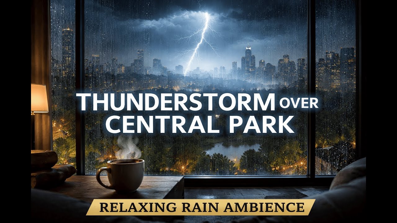 Thunderstorm Over Central Park — Relaxing Rain View from a NYC Penthouse 🌧️⚡