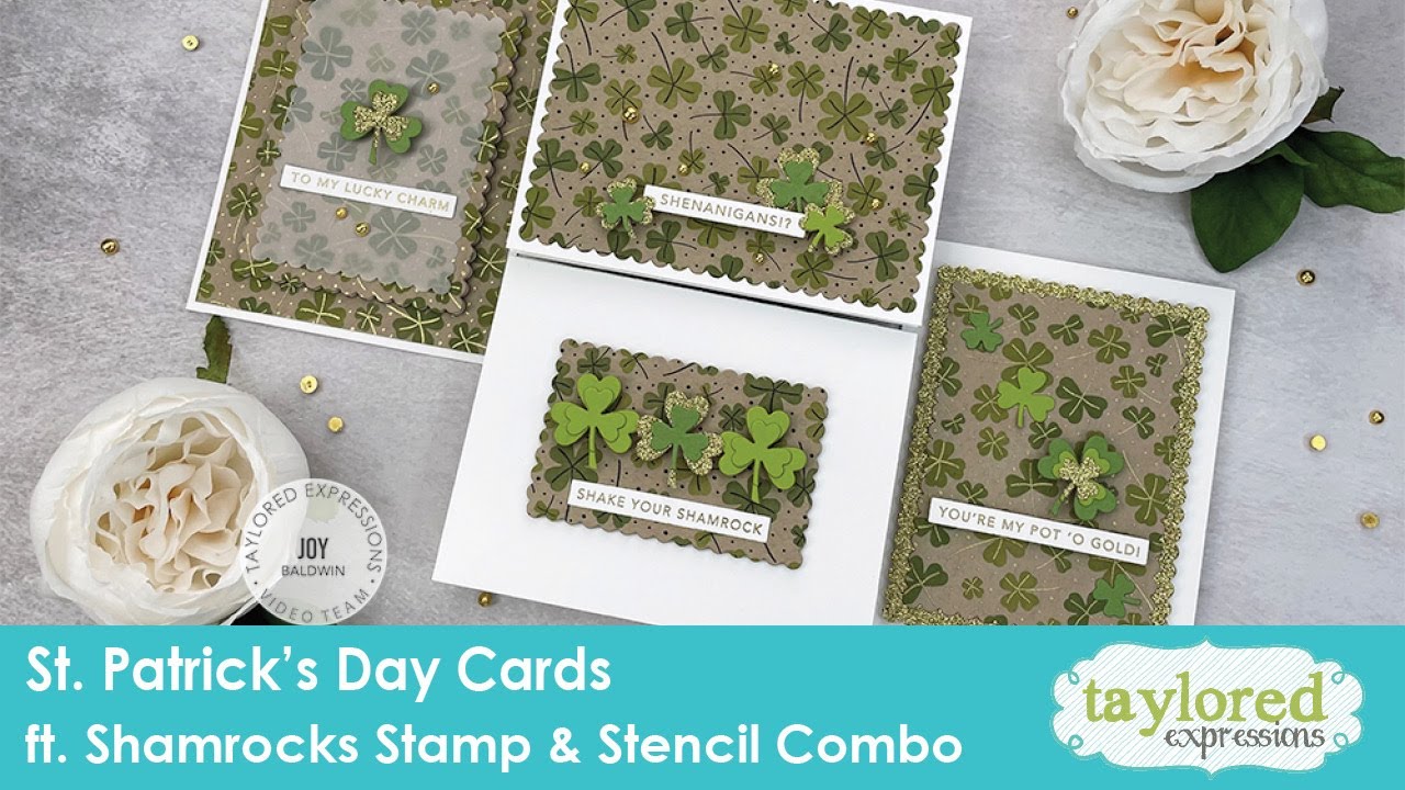 St. Patrick's Day Cards | Shamrocks Stamp & Stencil Combo | Taylored Expressions