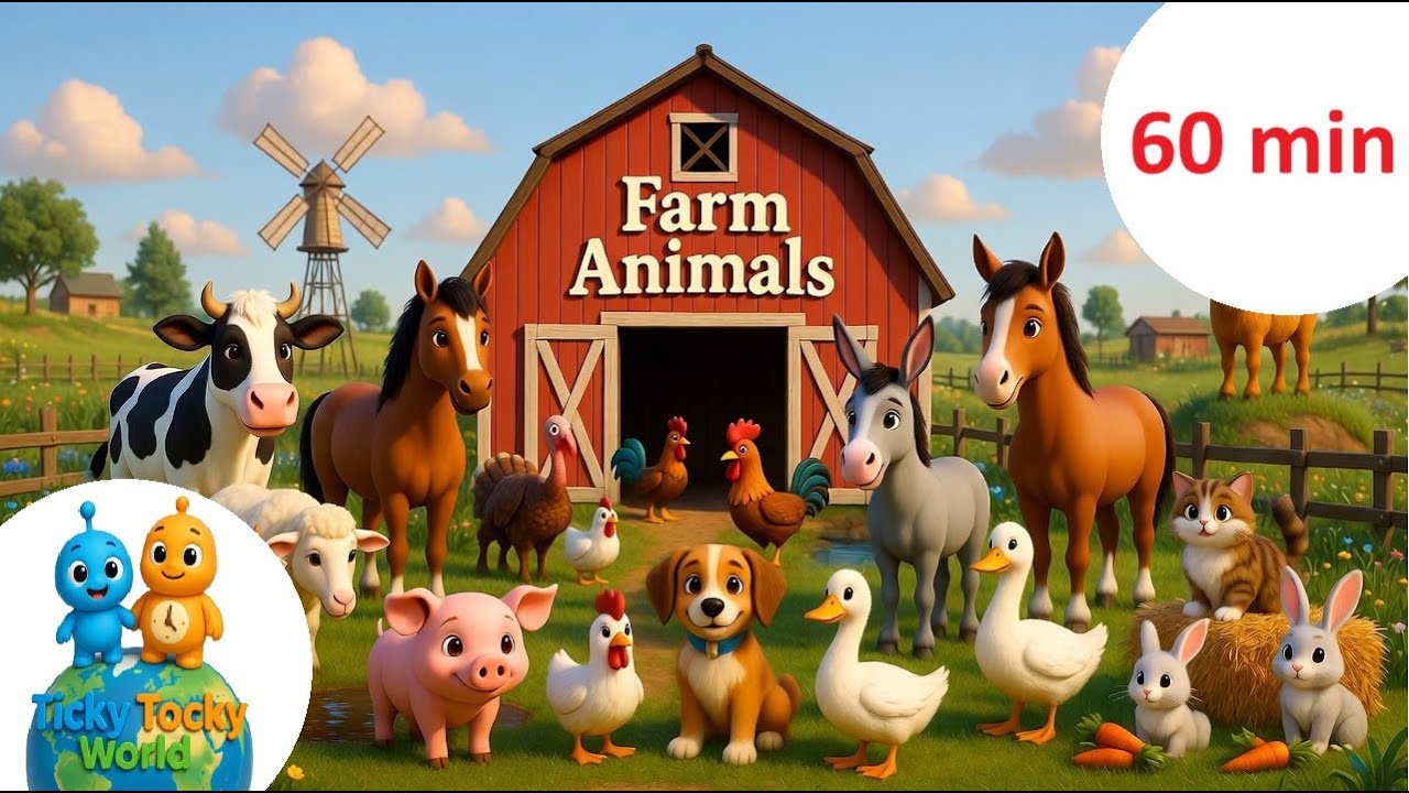 60 minutes Farm Animals Say Hello and Goodbye | Fun Animal Greetings for Kids