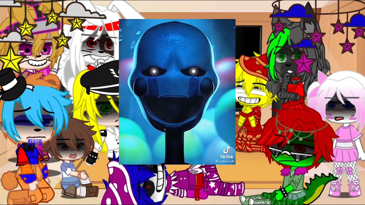 los personajes de fnaf security breach reaccionan a Charlie emily y a glamrock puppet 