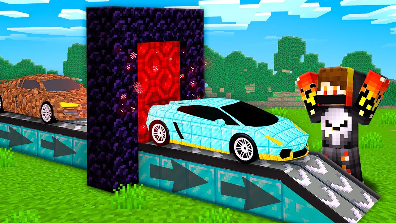 Using PORTAL to UPGRADE my CAR in Minecraft!!!
