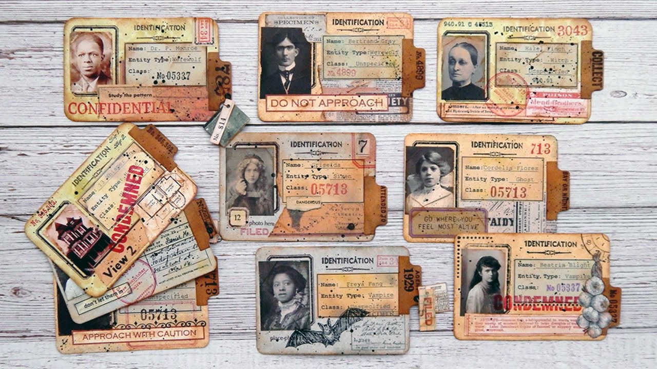 HALLOWEEN Tutorial! HAUNTED VINTAGE FILE CARDS! How to Make Paranormal Character ID Cards!