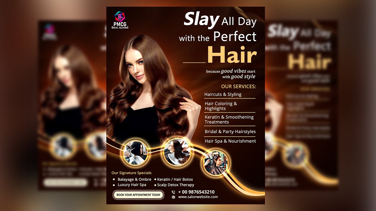 Hair Salon Social Media Ad Poster Design | Social Media Poster Design | Photoshop Tutorial
