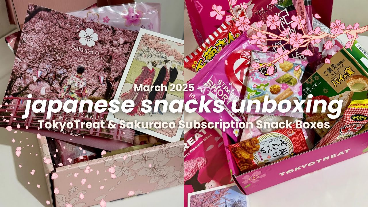 TokyoTreat & Sakuraco March 2025 🌸🌷🌼 unbox japanese snacks with me, spring snacks and sweets