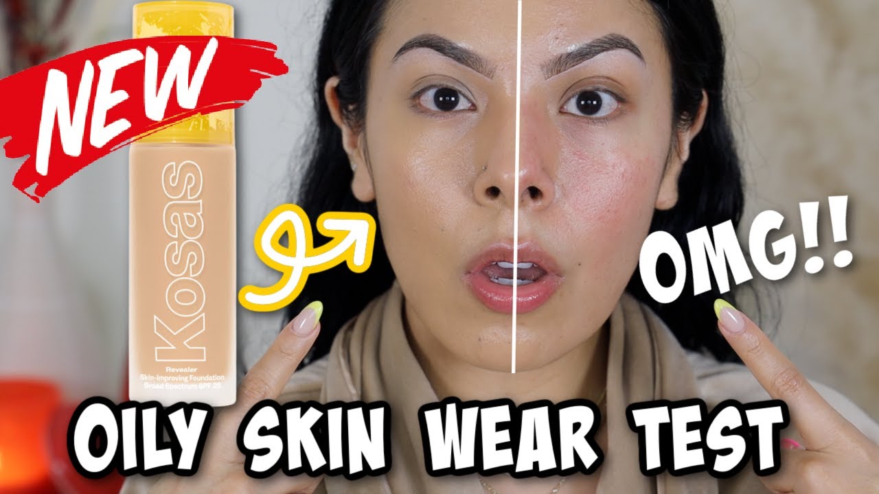NEW🔥KOSAS Skin-Improving Foundation SPF25|| OILY SKIN WEAR TEST & REVIEW
