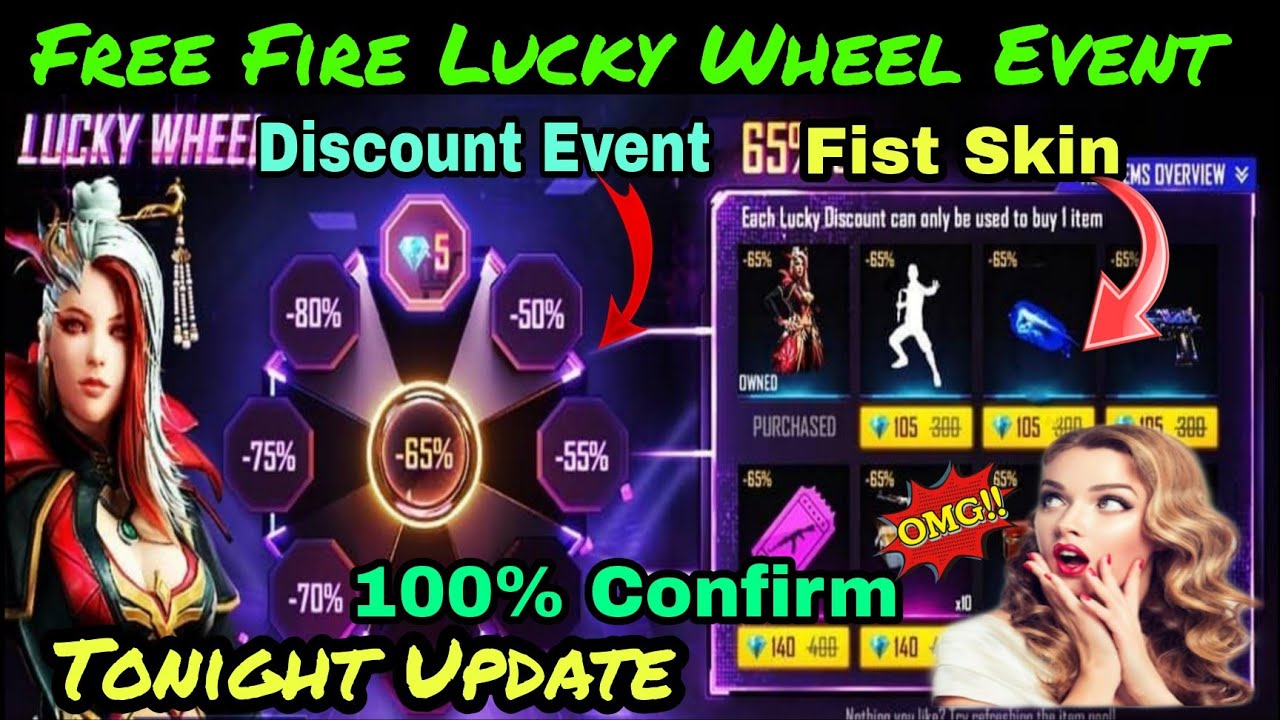 Free Fire Tonight Update |Lucky Wheel Event FreeFire |Wheel Of Discount Event FreeFire 21 June Event