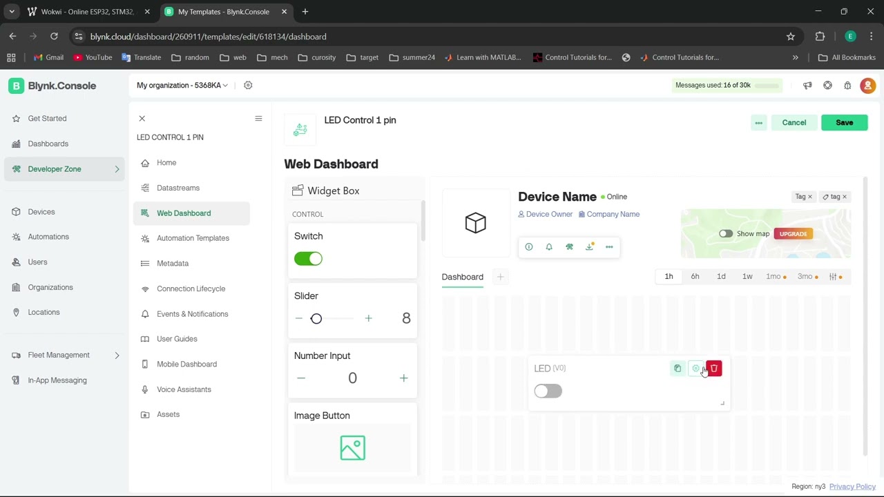 Using Blynk IoT with Wokwi simulation (ESP32)